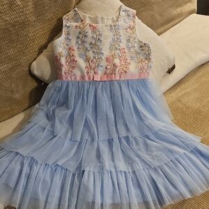 Jona Michelle Pink and Blue Embellished Tiered Sundress